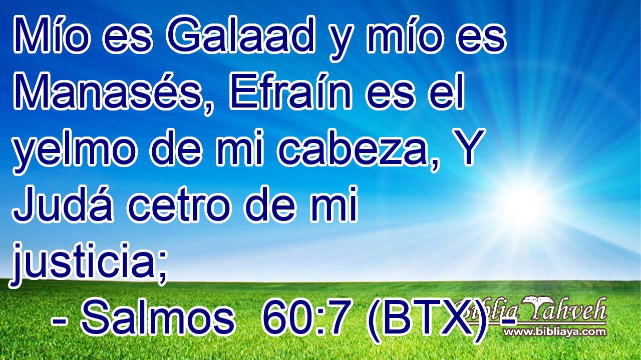 Mío es Galaad y mío es Manasés, Efraín es el yelmo de mi cabeza, Y Judá cetro de mi justicia;