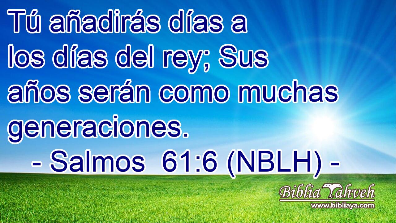  Tú añadirás días a los días del rey; Sus años serán como muchas generaciones. 