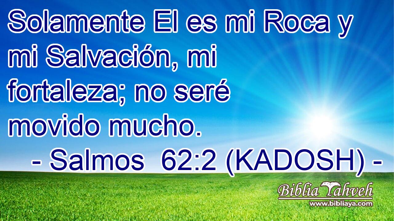  Solamente El es mi Roca y mi Salvación, mi fortaleza; no seré movido mucho. 
