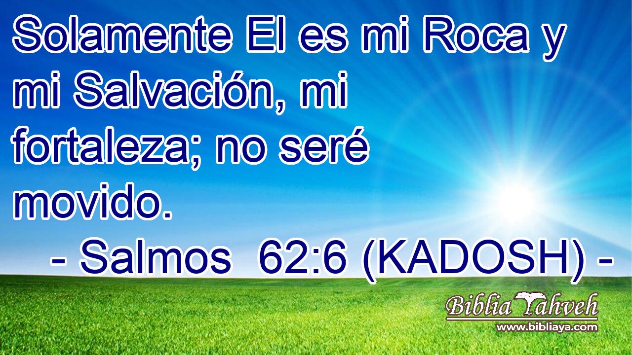  Solamente El es mi Roca y mi Salvación, mi fortaleza; no seré movido. 