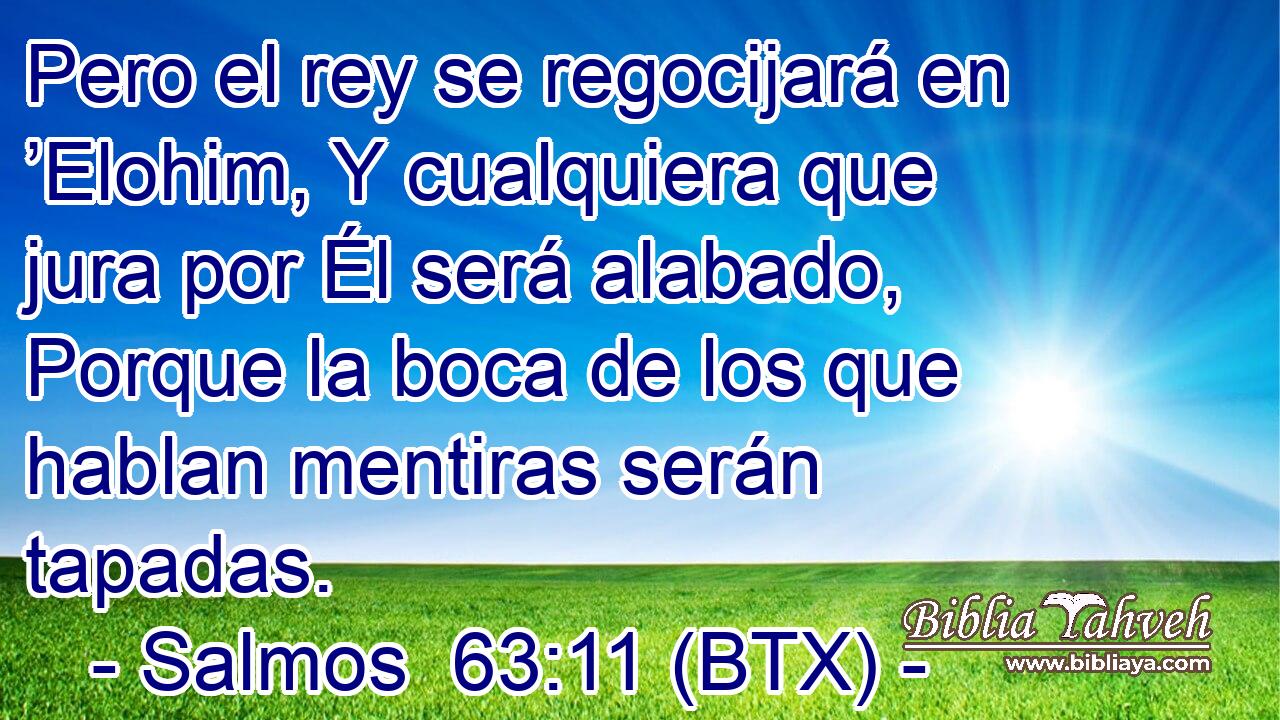 Pero el rey se regocijará en ’Elohim, Y cualquiera que jura por Él será alabado, Porque la boca de los que hablan mentiras serán tapadas.