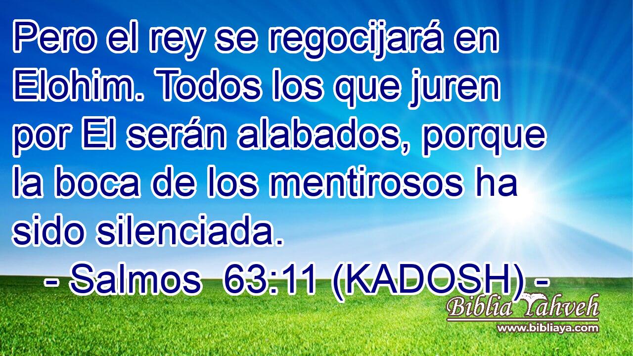  Pero el rey se regocijará en Elohim. Todos los que juren por El serán alabados, porque la boca de los mentirosos ha sido silenciada. 