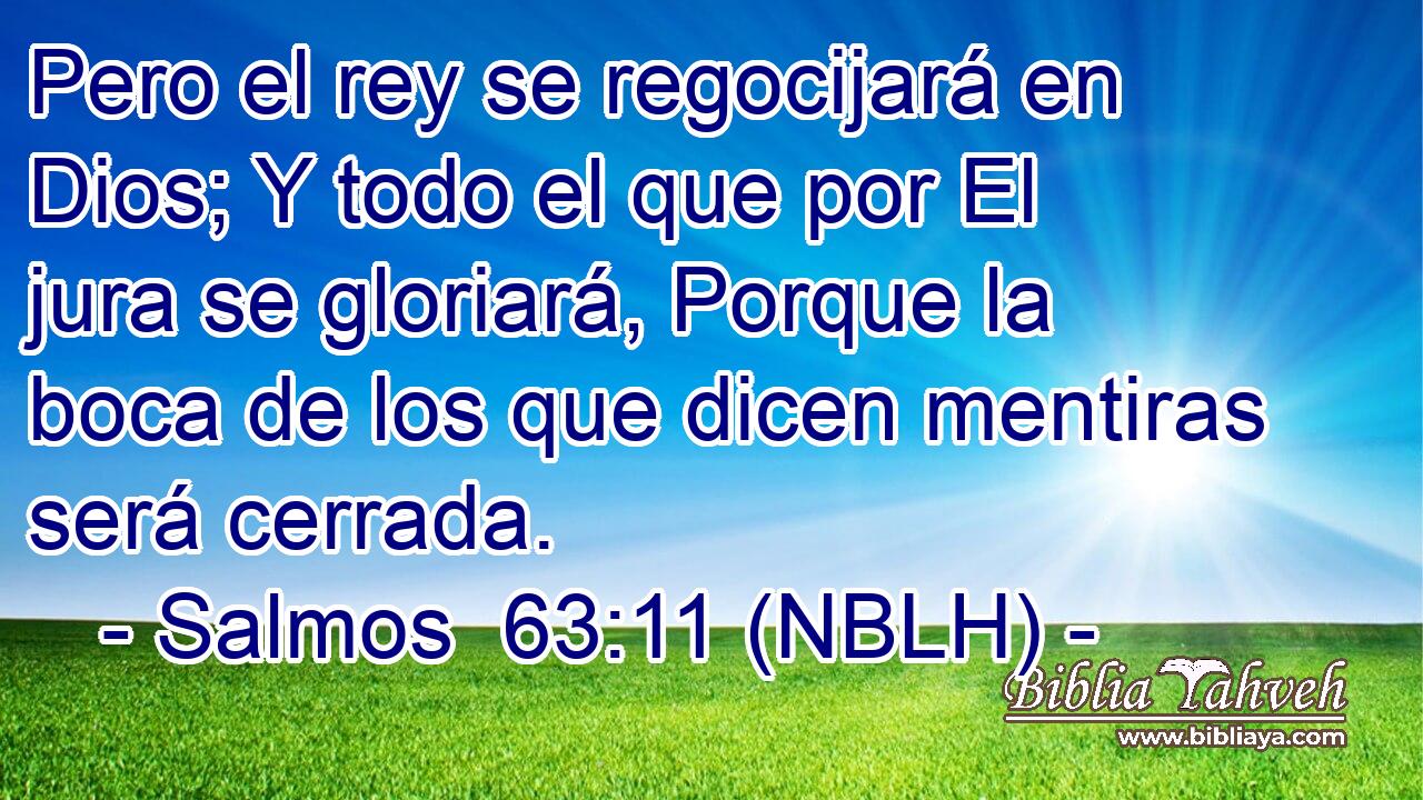  Pero el rey se regocijará en Dios; Y todo el que por El jura se gloriará, Porque la boca de los que dicen mentiras será cerrada. 