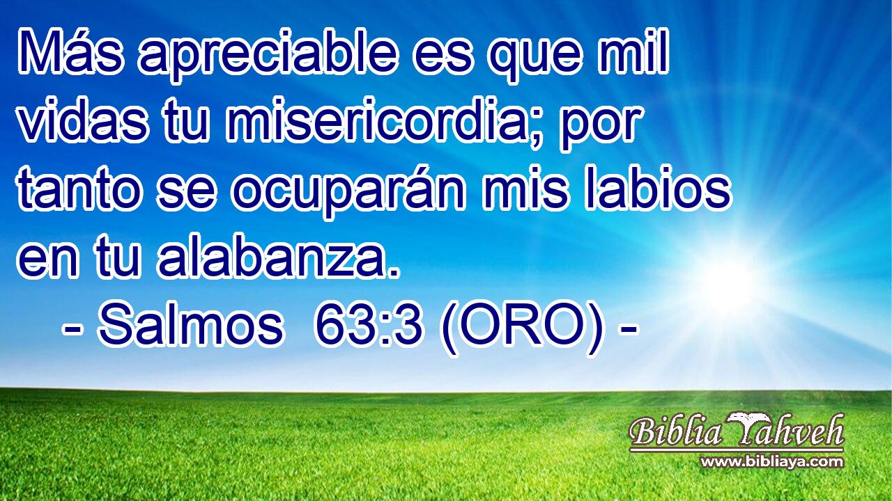  Más apreciable es que mil vidas tu misericordia; por tanto se ocuparán mis labios en tu alabanza. 