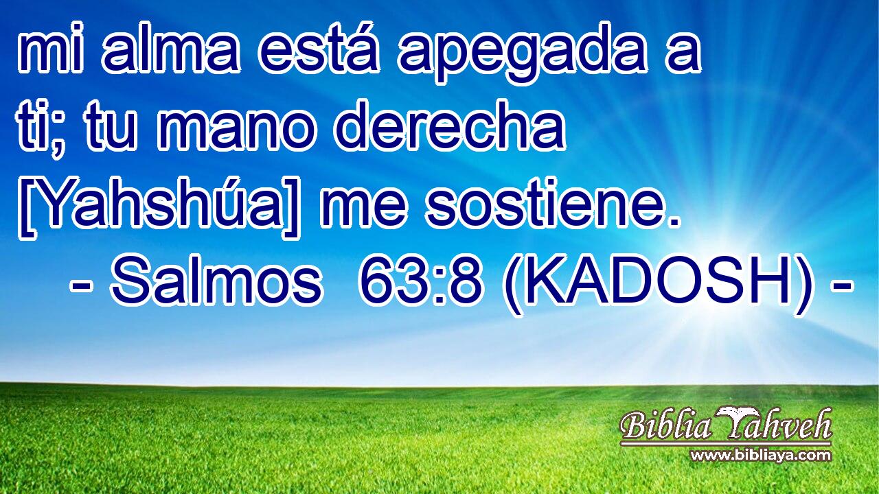  mi alma está apegada a ti; tu mano derecha [Yahshúa] me sostiene. 