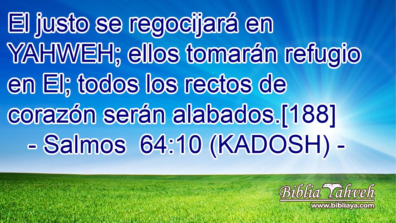  El justo se regocijará en YAHWEH; ellos tomarán refugio en El; todos los rectos de corazón serán alabados.[188] 