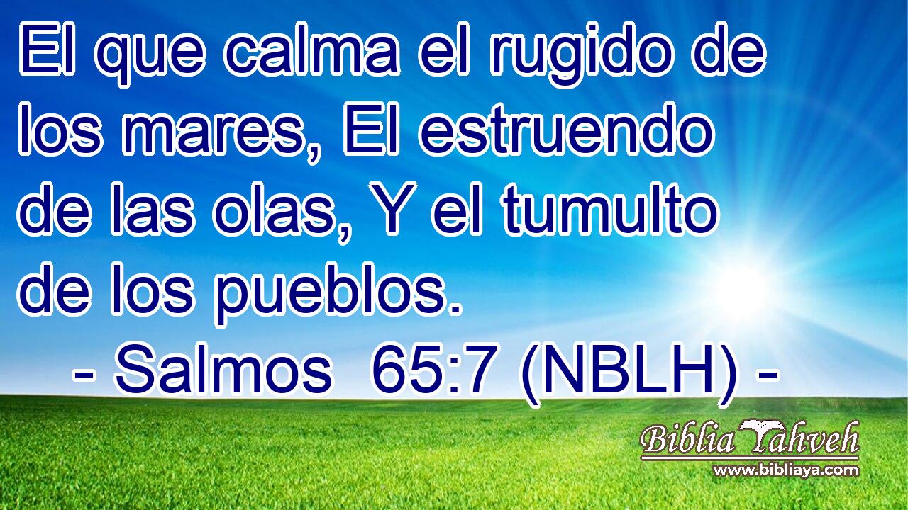  El que calma el rugido de los mares, El estruendo de las olas, Y el tumulto de los pueblos. 