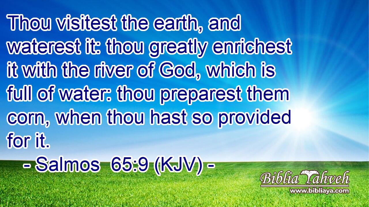 Thou visitest the earth, and waterest it: thou greatly enrichest it with the river of God, which is full of water: thou preparest them corn, when thou hast so provided for it.