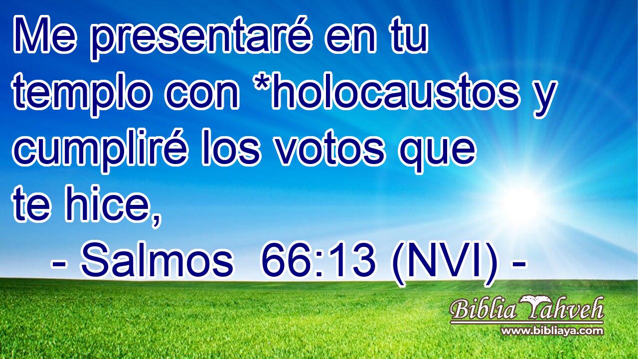  Me presentaré en tu templo con *holocaustos y cumpliré los votos que te hice, 