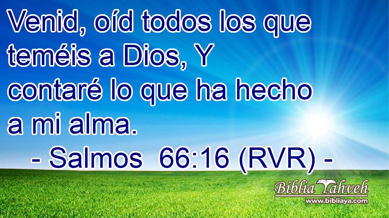 Venid, oíd todos los que teméis a Dios, Y contaré lo que ha hecho a mi alma.