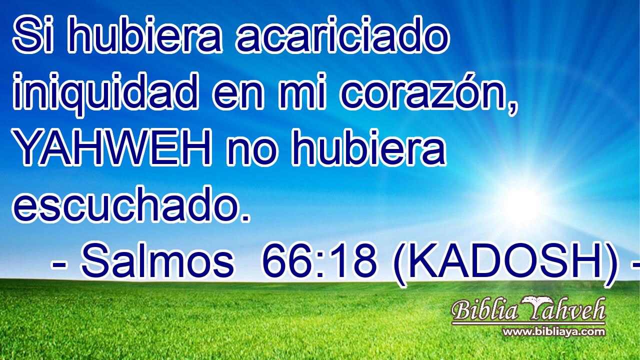 Si hubiera acariciado iniquidad en mi corazón, YAHWEH no hubiera escuchado. 