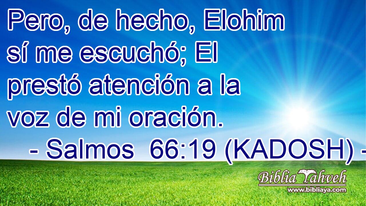 Pero, de hecho, Elohim sí me escuchó; El prestó atención a la voz de mi oración. 
