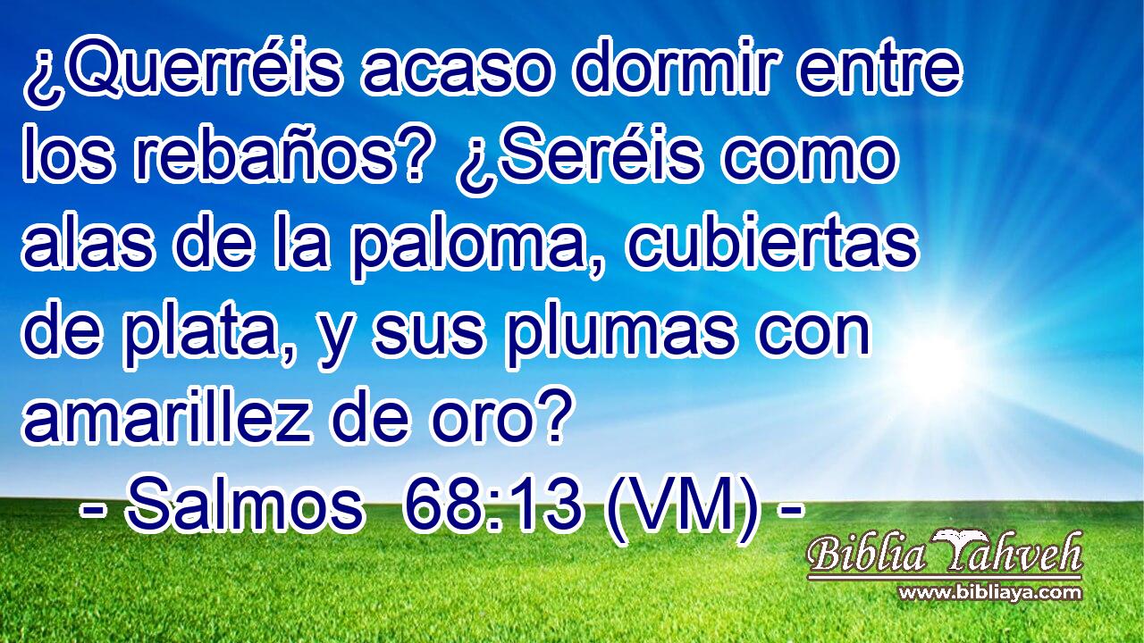 ¿Querréis acaso dormir entre los rebaños? ¿Seréis como alas de la paloma, cubiertas de plata, y sus plumas con amarillez de oro? 