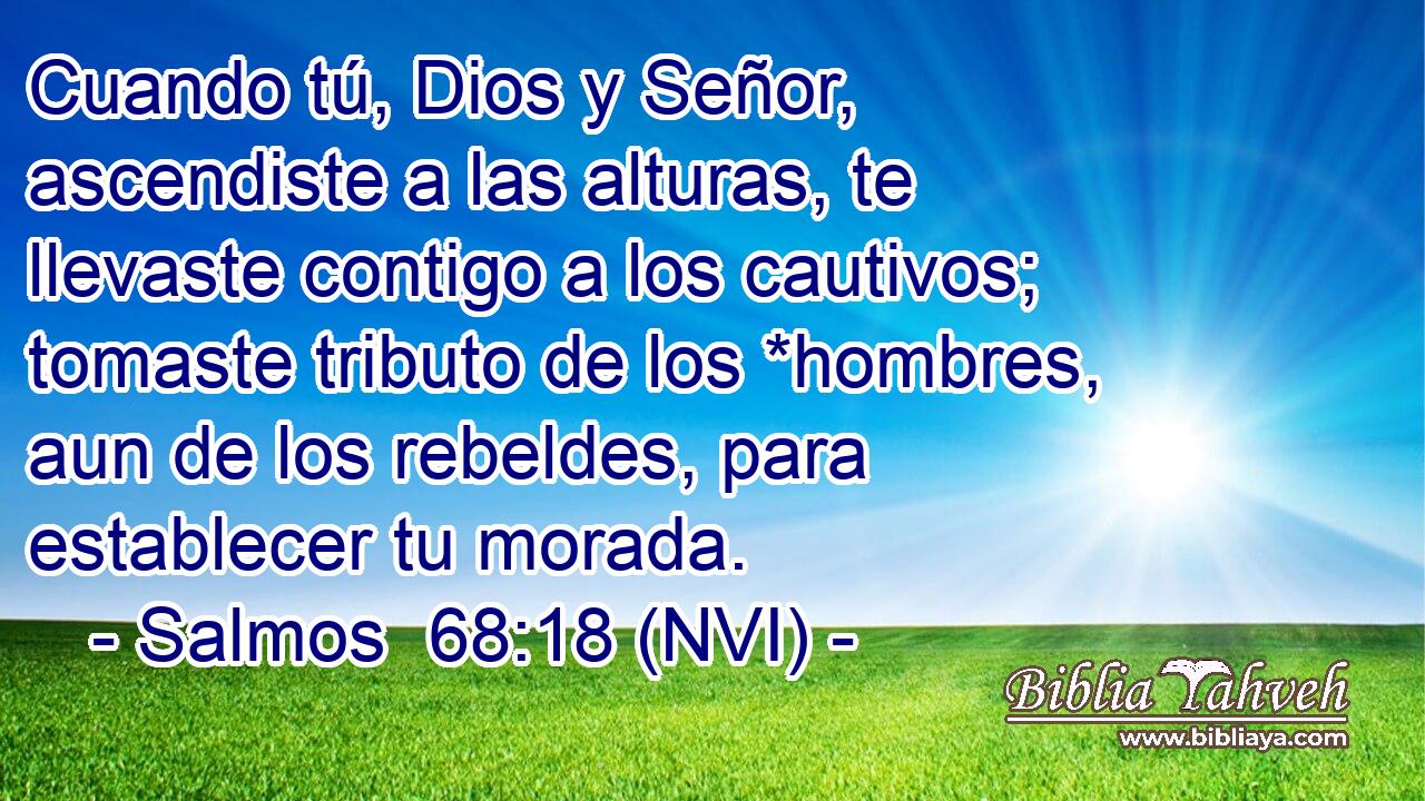  Cuando tú, Dios y Señor, ascendiste a las alturas, te llevaste contigo a los cautivos; tomaste tributo de los *hombres, aun de los rebeldes, para establecer tu morada. 
