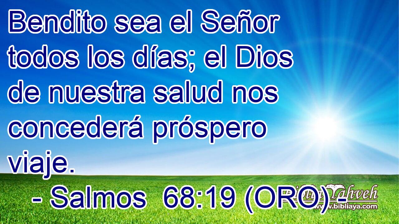  Bendito sea el Señor todos los días; el Dios de nuestra salud nos concederá próspero viaje. 