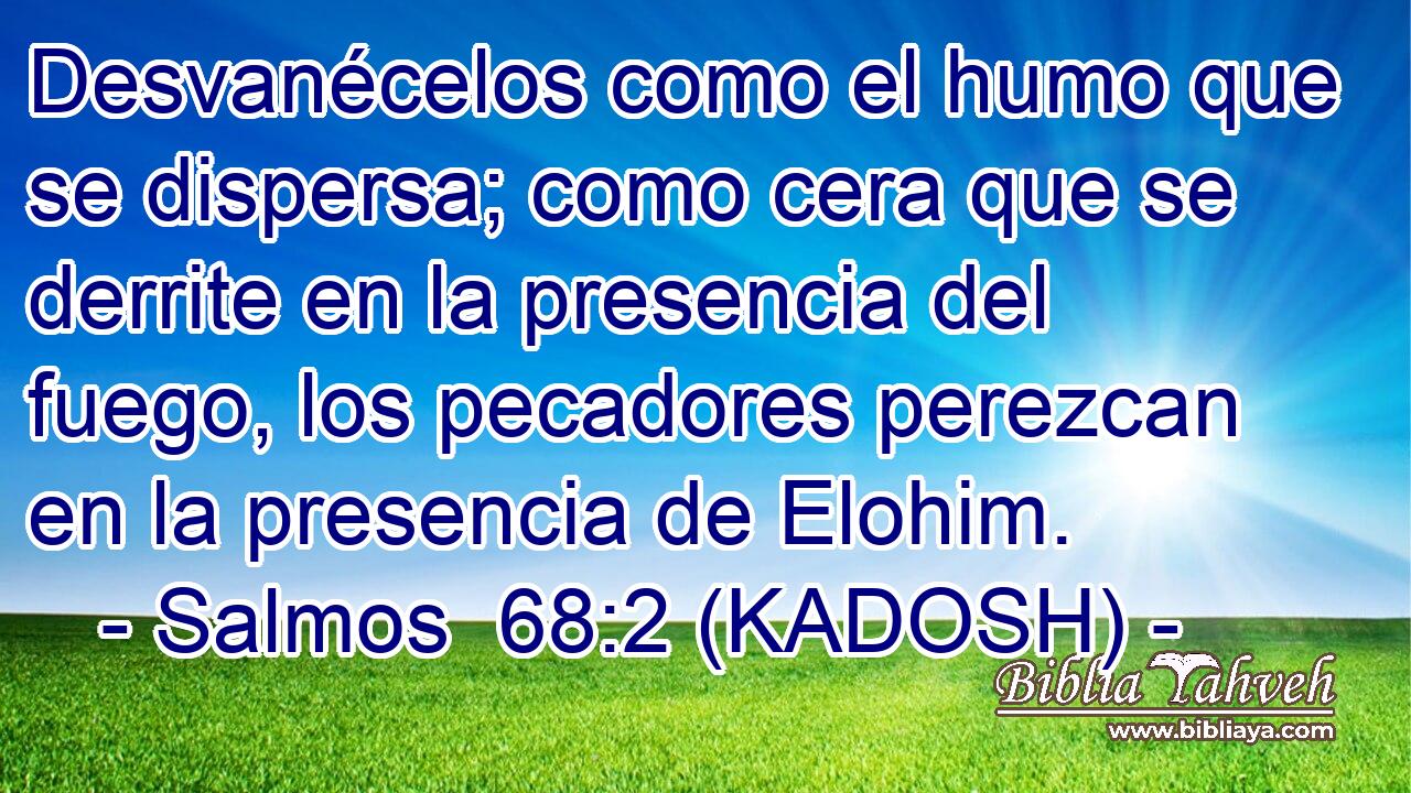  Desvanécelos como el humo que se dispersa; como cera que se derrite en la presencia del fuego, los pecadores perezcan en la presencia de Elohim. 