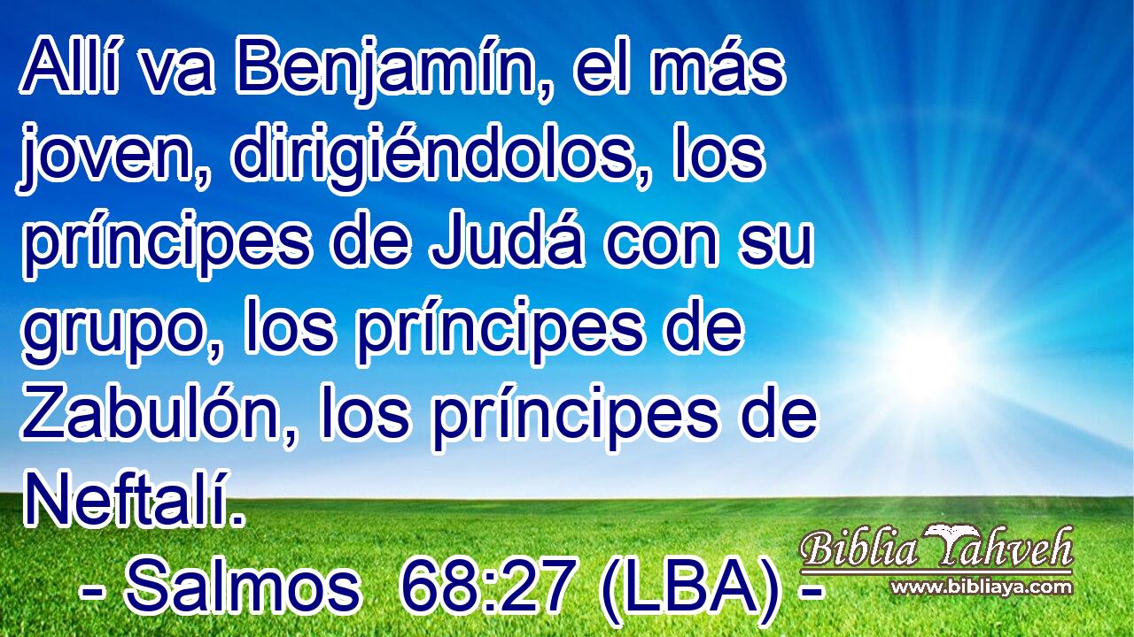 Allí va Benjamín, el más joven, dirigiéndolos, los príncipes de Judá con su grupo, los príncipes de Zabulón, los príncipes de Neftalí.