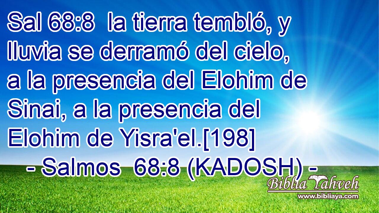  la tierra tembló, y lluvia se derramó del cielo, a la presencia del Elohim de Sinai, a la presencia del Elohim de Yisra'el.[198] 