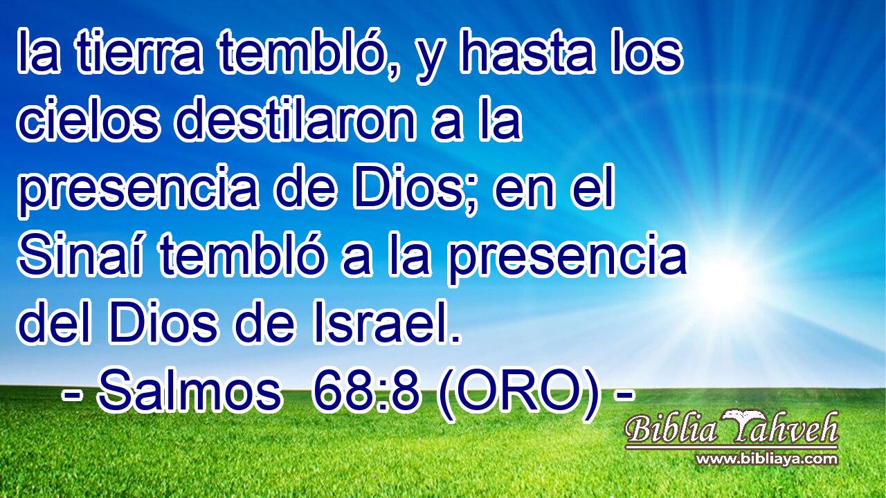  la tierra tembló, y hasta los cielos destilaron a la presencia de Dios; en el Sinaí tembló a la presencia del Dios de Israel. 