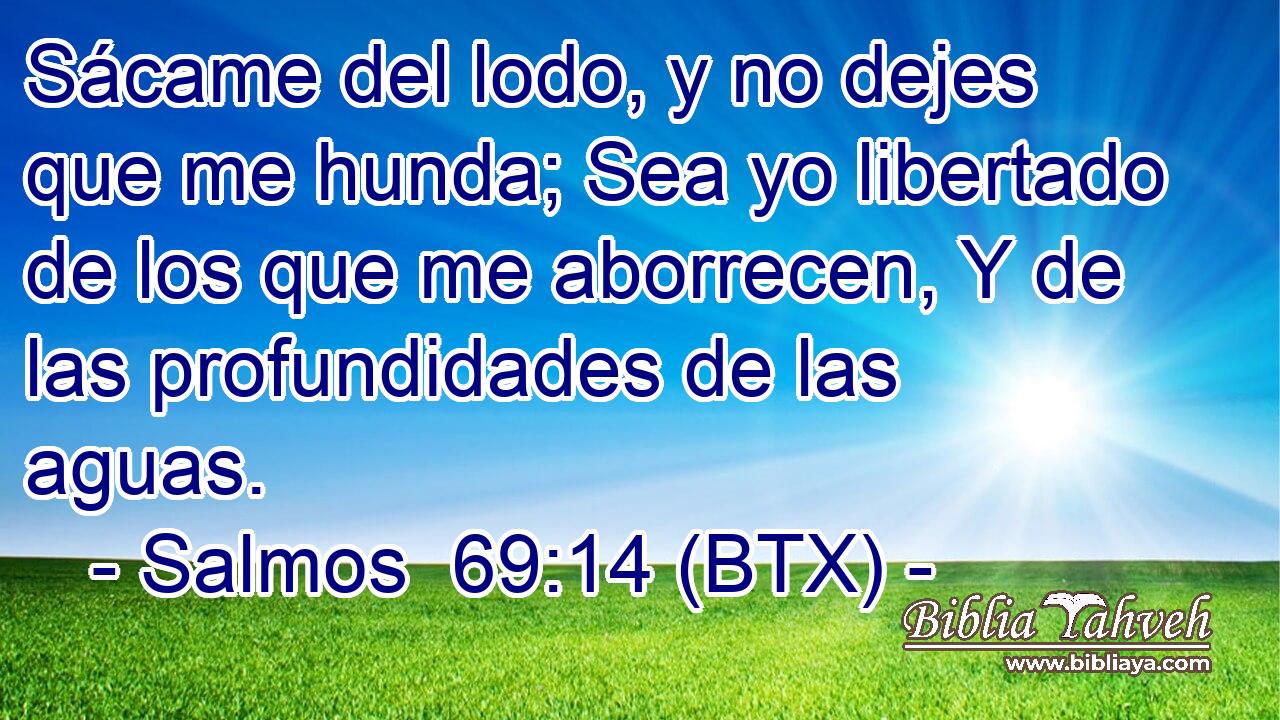 Sácame del lodo, y no dejes que me hunda; Sea yo libertado de los que me aborrecen, Y de las profundidades de las aguas.