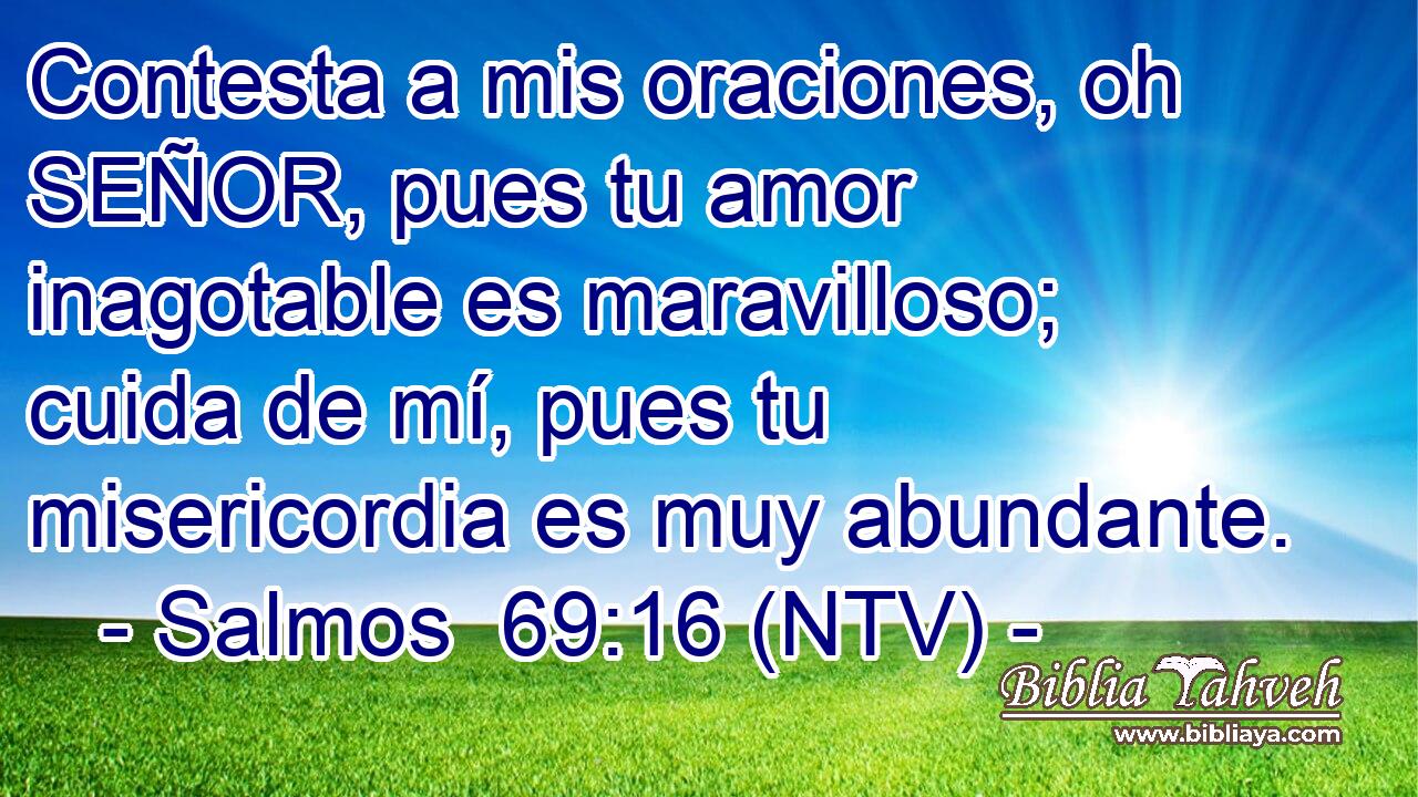 Contesta a mis oraciones, oh SEÑOR, pues tu amor inagotable es maravilloso; cuida de mí, pues tu misericordia es muy abundante.
