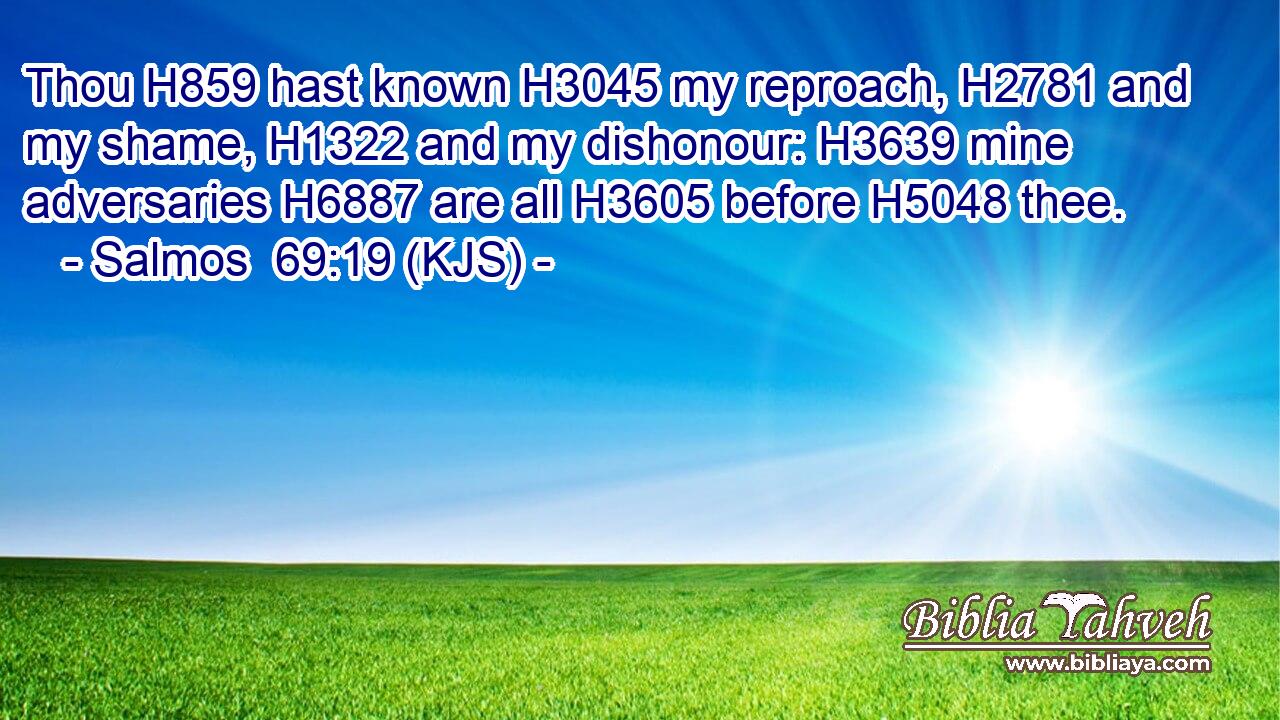 Thou H859 hast known H3045 my reproach, H2781 and my shame, H1322 and my dishonour: H3639 mine adversaries H6887 are all H3605 before H5048 thee.