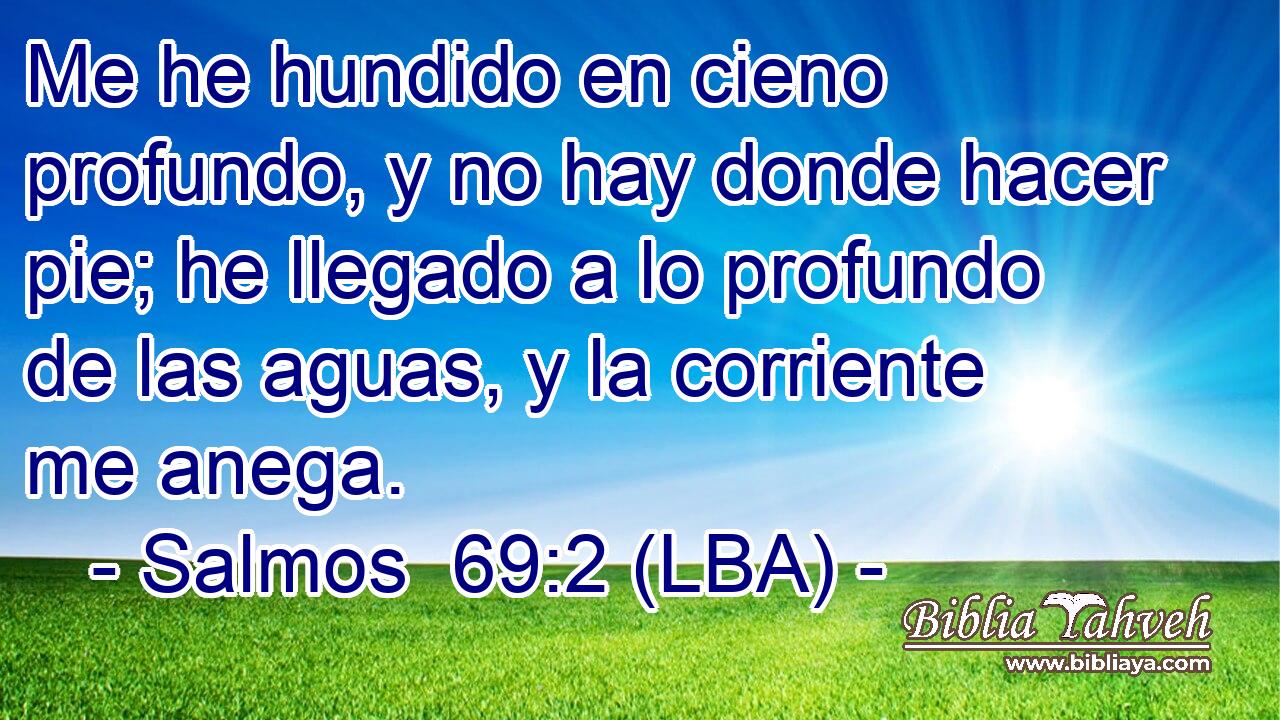 Me he hundido en cieno profundo, y no hay donde hacer pie; he llegado a lo profundo de las aguas, y la corriente me anega.