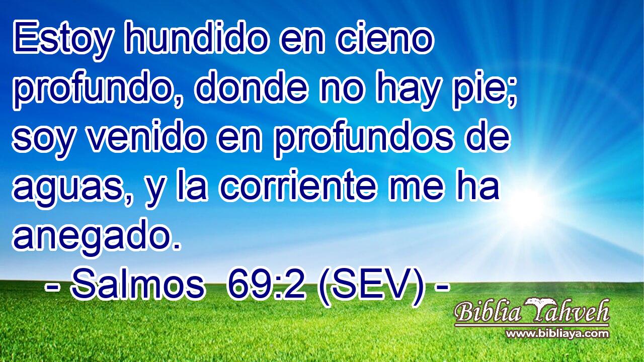 Estoy hundido en cieno profundo, donde no hay pie; soy venido en profundos de aguas, y la corriente me ha anegado.