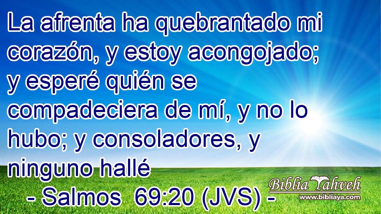 La afrenta ha quebrantado mi corazón, y estoy acongojado; y esperé quién se compadeciera de mí, y no lo hubo; y consoladores, y ninguno hallé