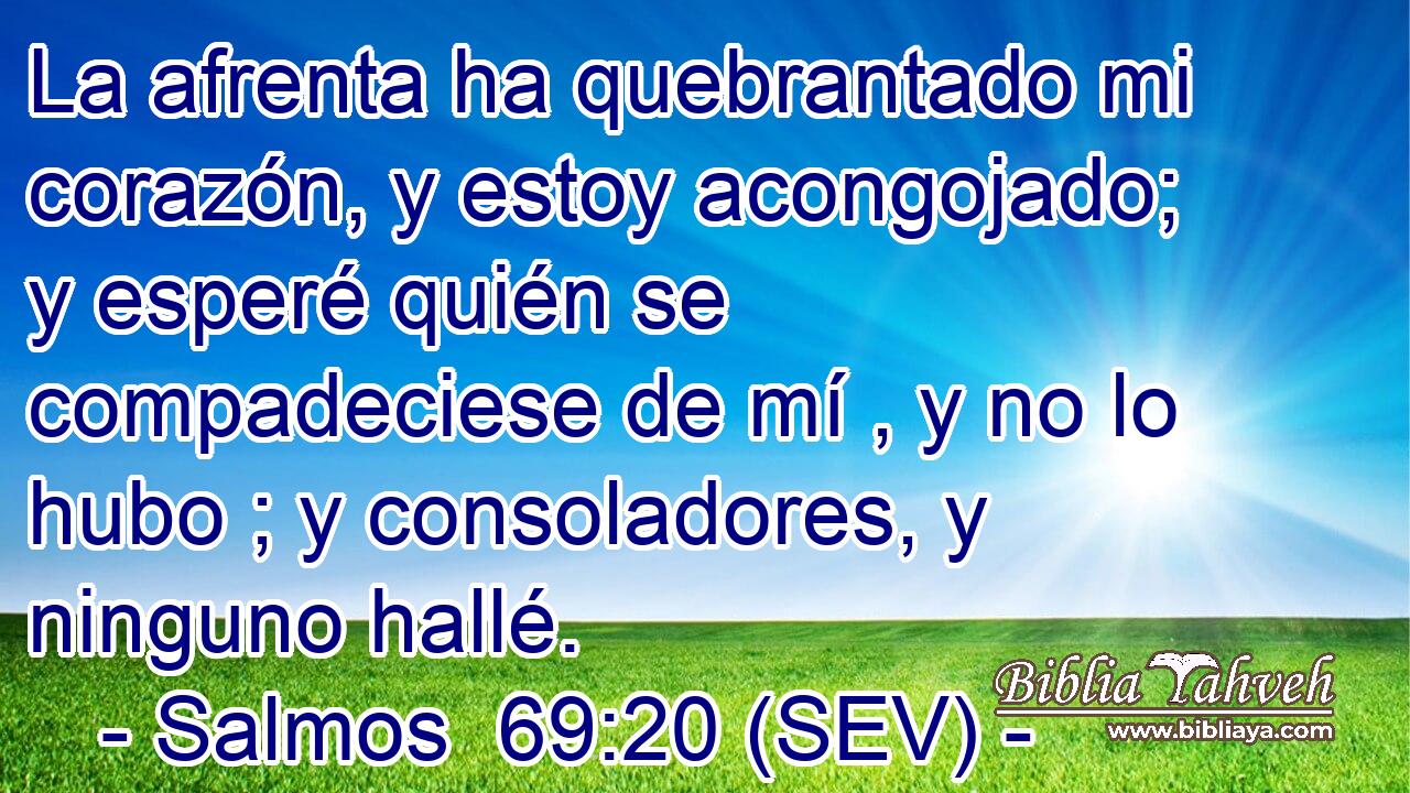 La afrenta ha quebrantado mi corazón, y estoy acongojado; y esperé quién se compadeciese de mí , y no lo hubo ; y consoladores, y ninguno hallé.