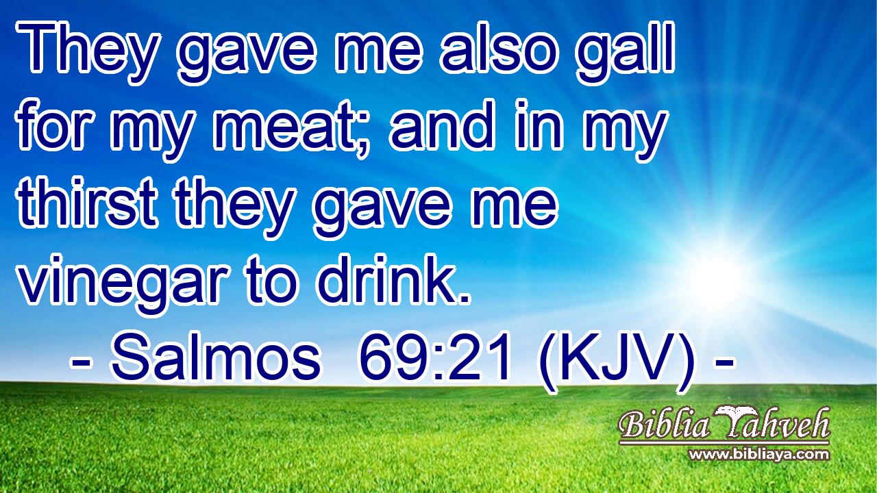 They gave me also gall for my meat; and in my thirst they gave me vinegar to drink.