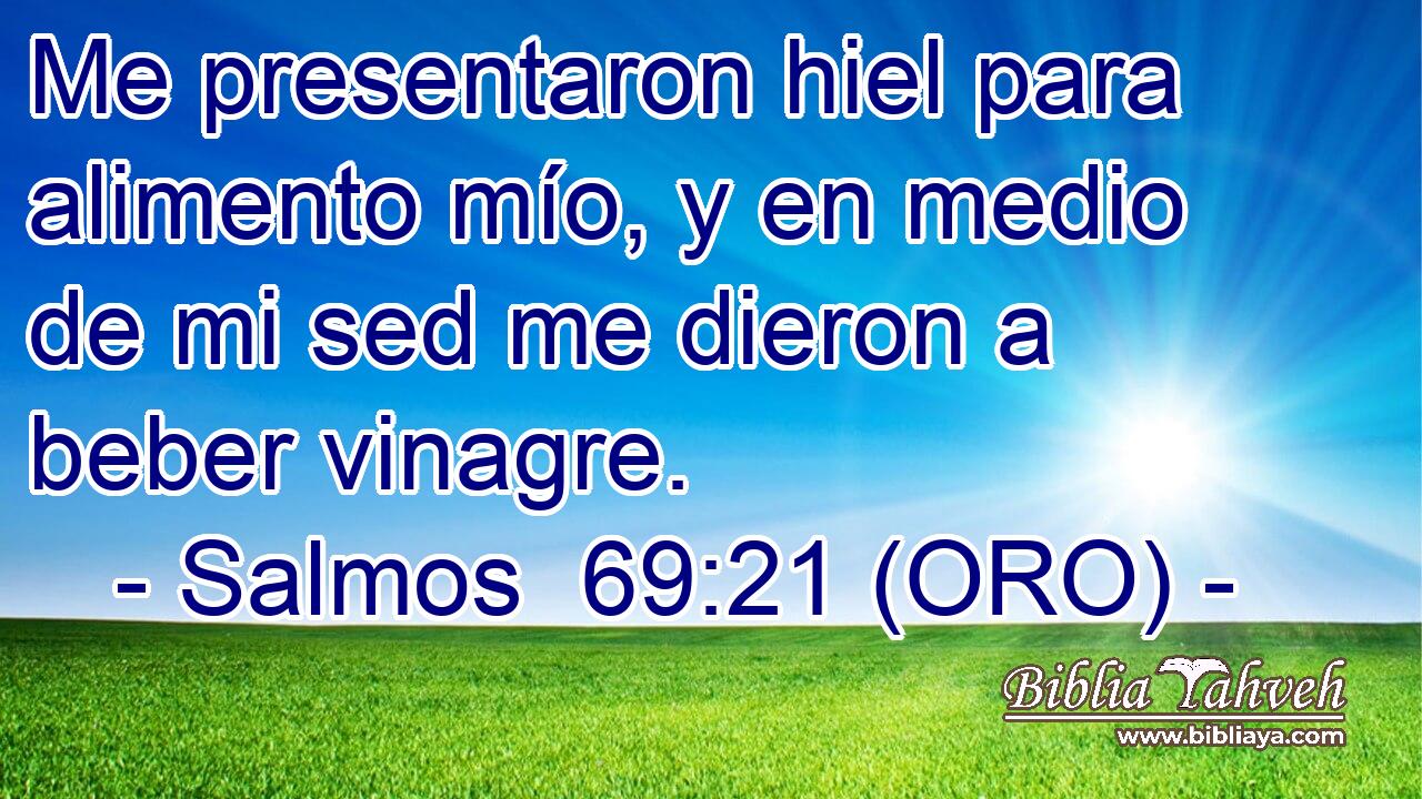  Me presentaron hiel para alimento mío, y en medio de mi sed me dieron a beber vinagre. 