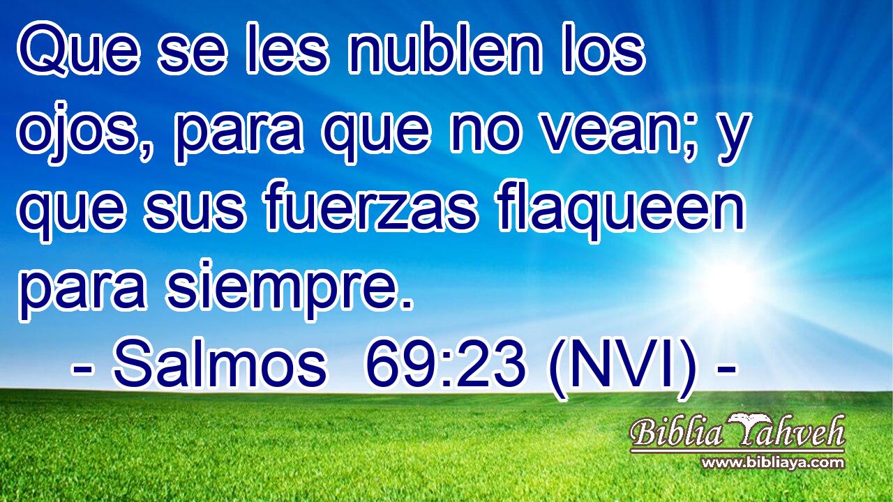  Que se les nublen los ojos, para que no vean; y que sus fuerzas flaqueen para siempre. 