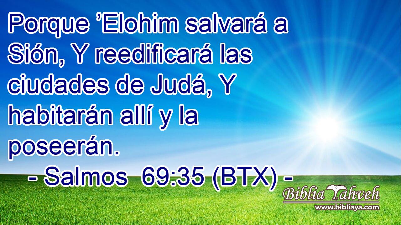 Porque ’Elohim salvará a Sión, Y reedificará las ciudades de Judá, Y habitarán allí y la poseerán.
