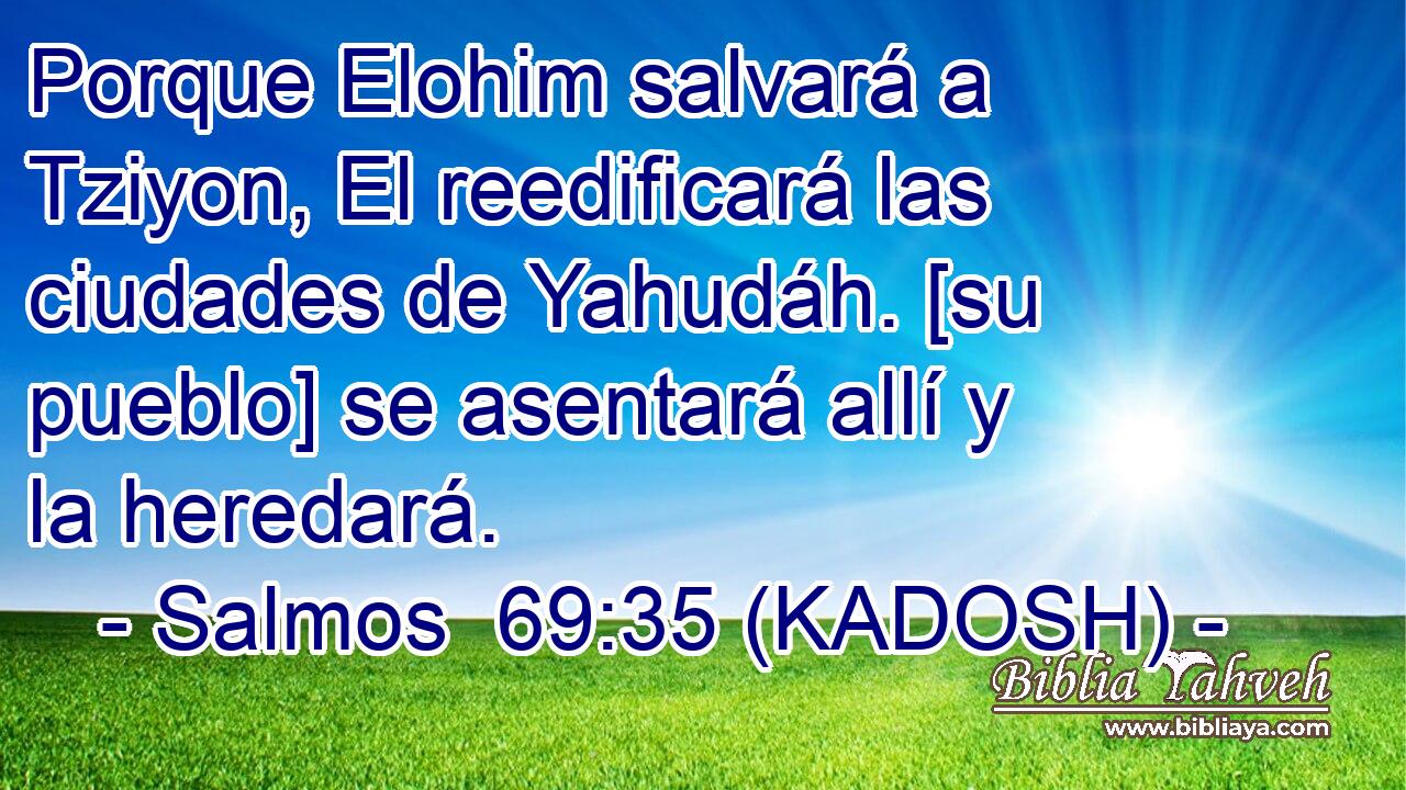  Porque Elohim salvará a Tziyon, El reedificará las ciudades de Yahudáh. [su pueblo] se asentará allí y la heredará. 