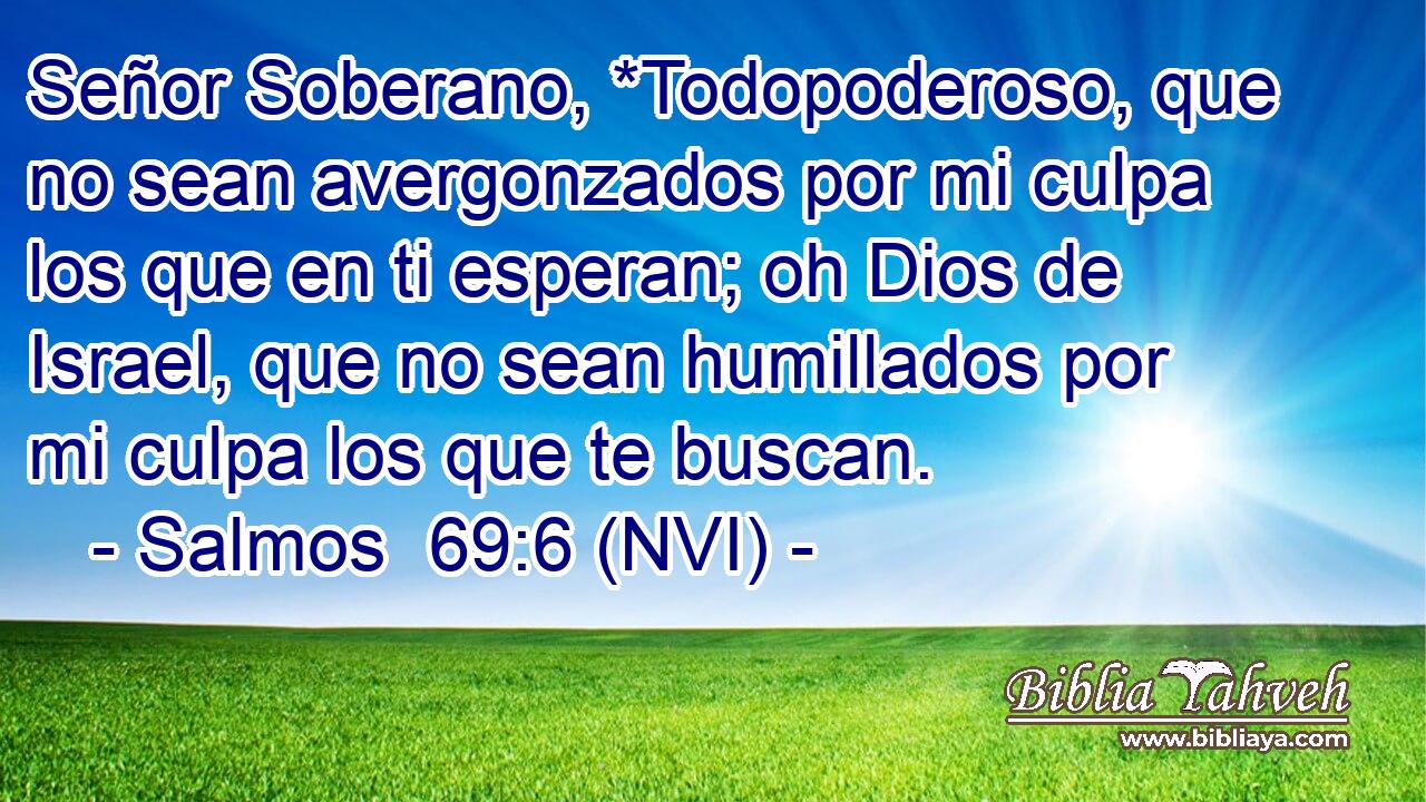  Señor Soberano, *Todopoderoso, que no sean avergonzados por mi culpa los que en ti esperan; oh Dios de Israel, que no sean humillados por mi culpa los que te buscan. 