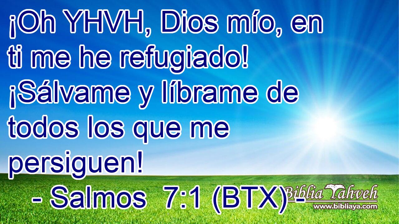 ¡Oh YHVH, Dios mío, en ti me he refugiado! ¡Sálvame y líbrame de todos los que me persiguen!