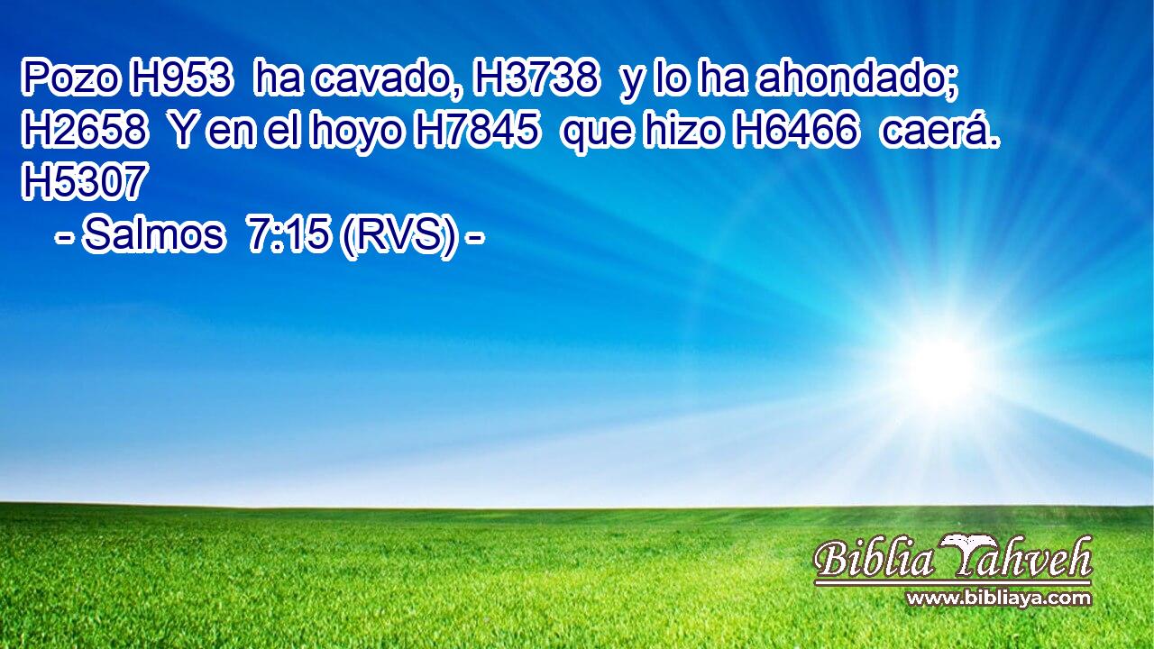 Pozo H953  ha cavado, H3738  y lo ha ahondado; H2658  Y en el hoyo H7845  que hizo H6466  caerá. H5307  