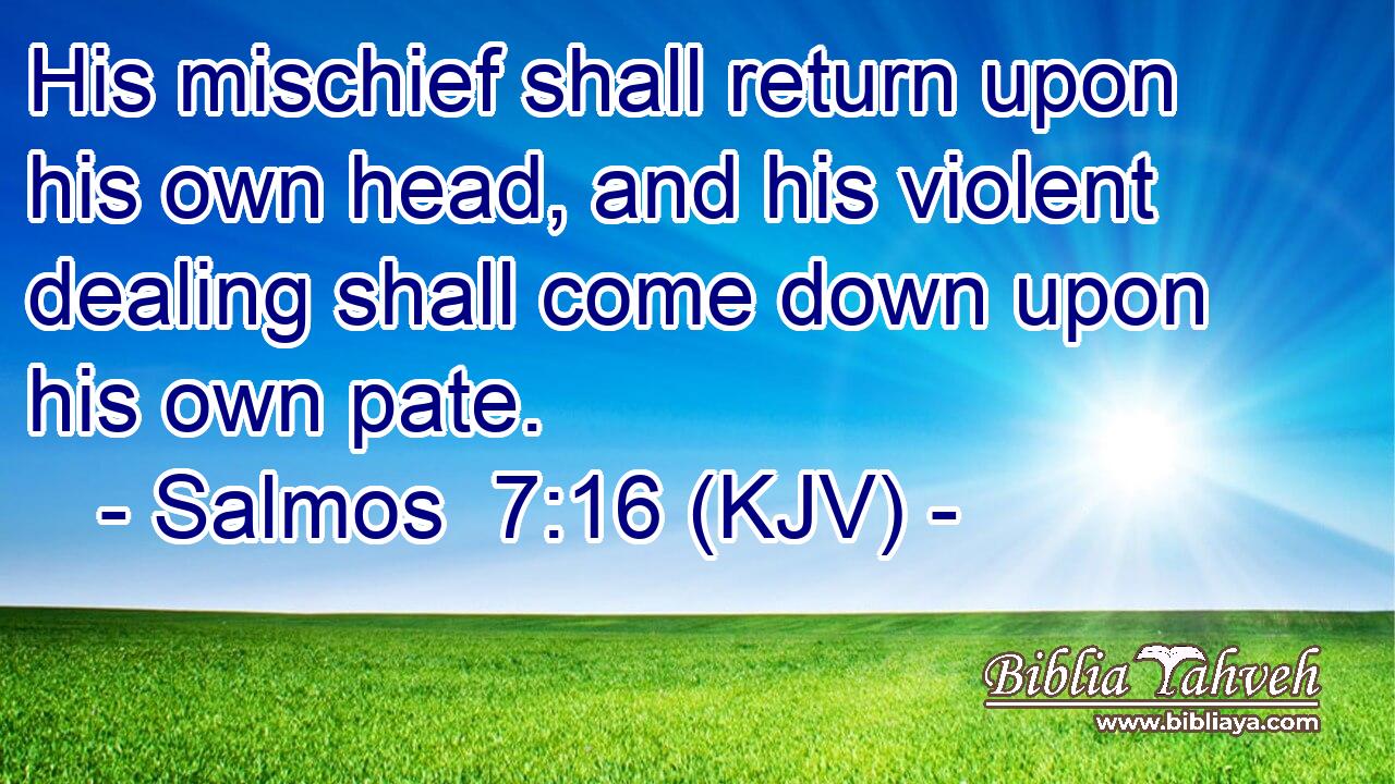 His mischief shall return upon his own head, and his violent dealing shall come down upon his own pate.