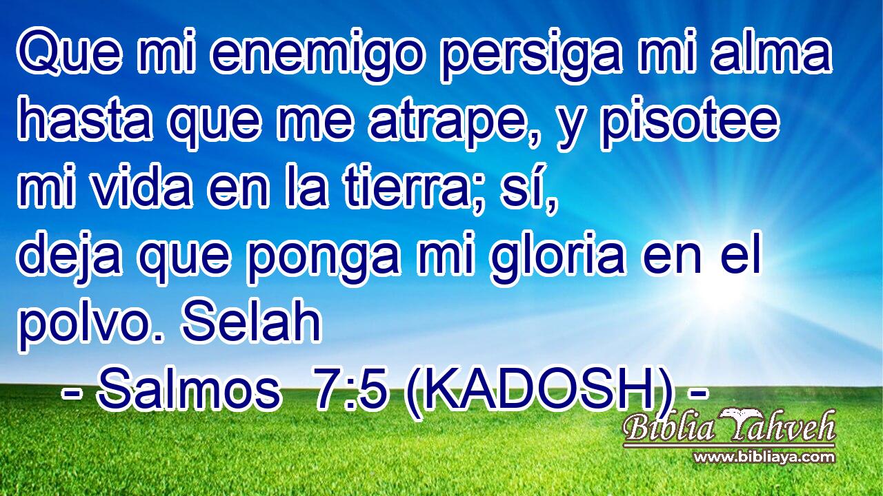  Que mi enemigo persiga mi alma hasta que me atrape, y pisotee mi vida en la tierra; sí, deja que ponga mi gloria en el polvo. Selah 