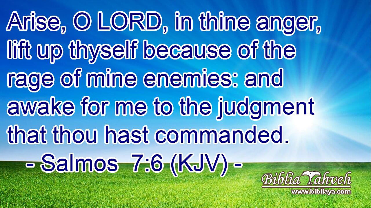Arise, O LORD, in thine anger, lift up thyself because of the rage of mine enemies: and awake for me to the judgment that thou hast commanded.