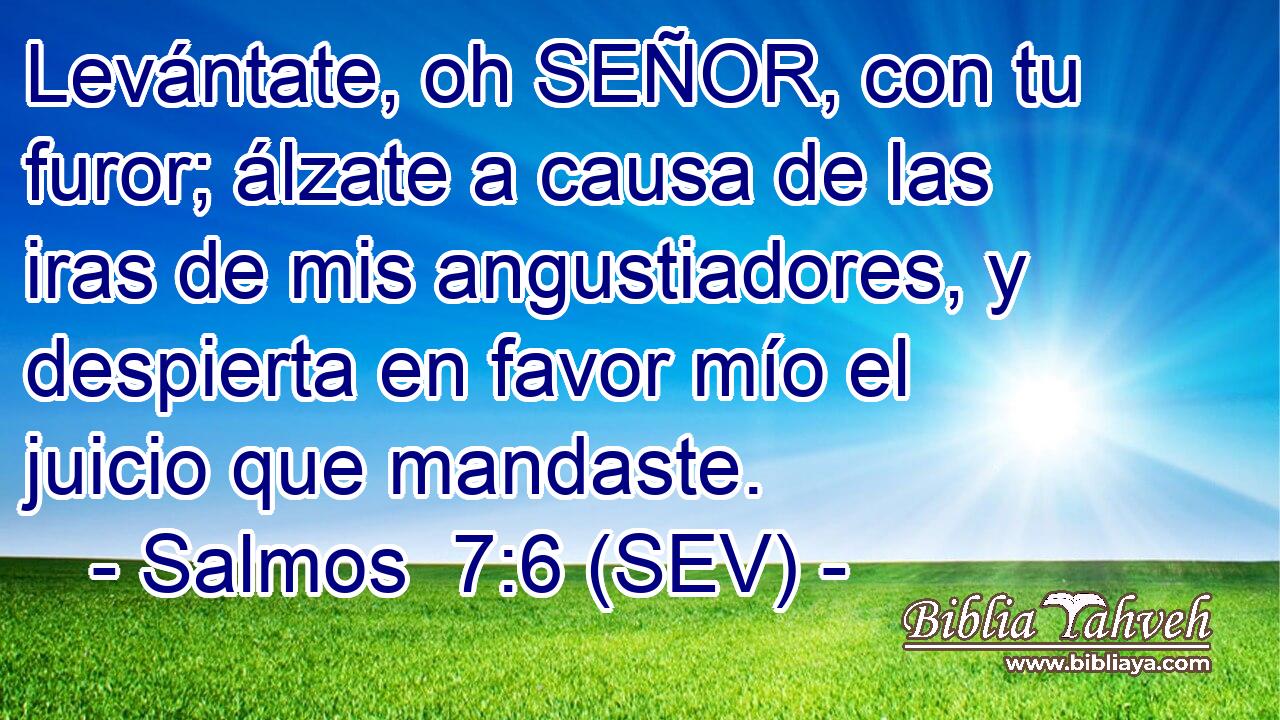 Levántate, oh SEÑOR, con tu furor; álzate a causa de las iras de mis angustiadores, y despierta en favor mío el juicio que mandaste.