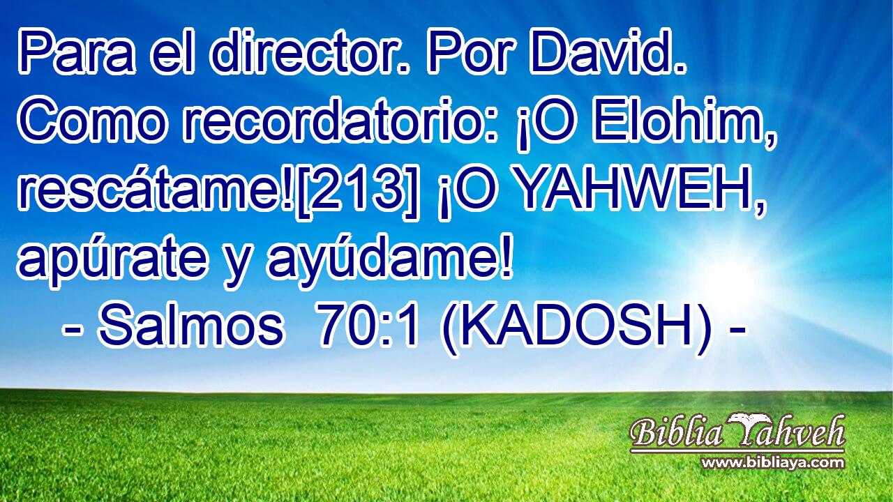  Para el director. Por David. Como recordatorio: ¡O Elohim, rescátame![213] ¡O YAHWEH, apúrate y ayúdame! 