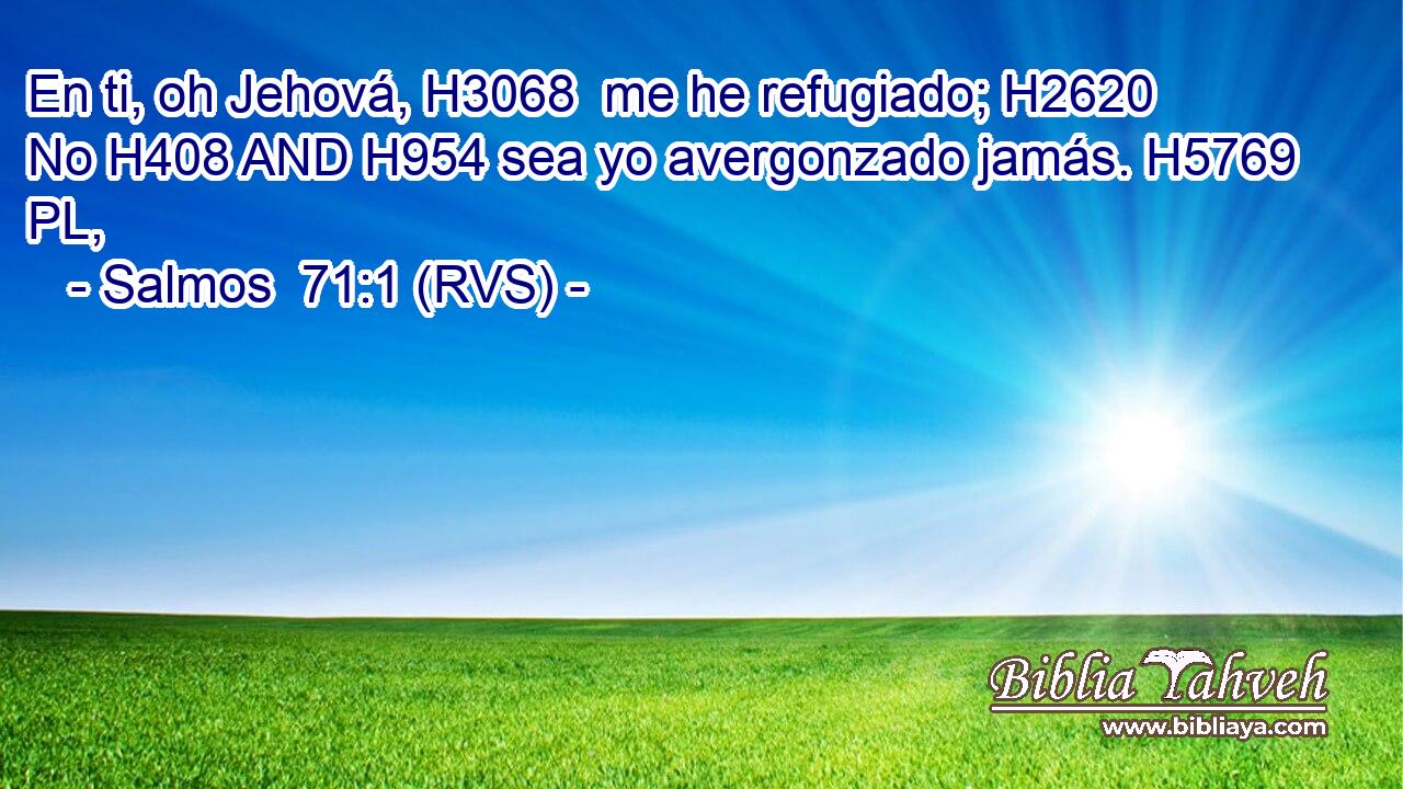 En ti, oh Jehová, H3068  me he refugiado; H2620  No H408 AND H954 sea yo avergonzado jamás. H5769 PL,  
