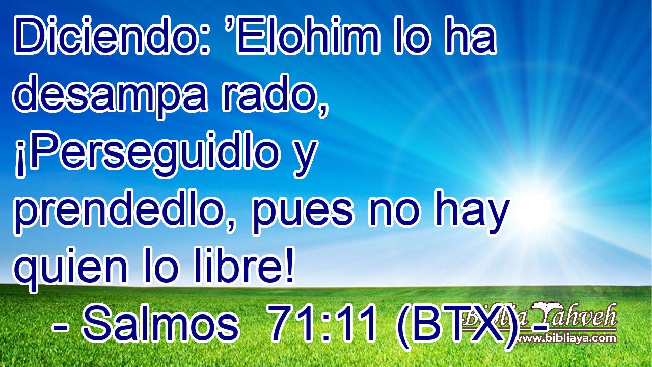 Diciendo: ’Elohim lo ha desampa rado, ¡Perseguidlo y prendedlo, pues no hay quien lo libre!