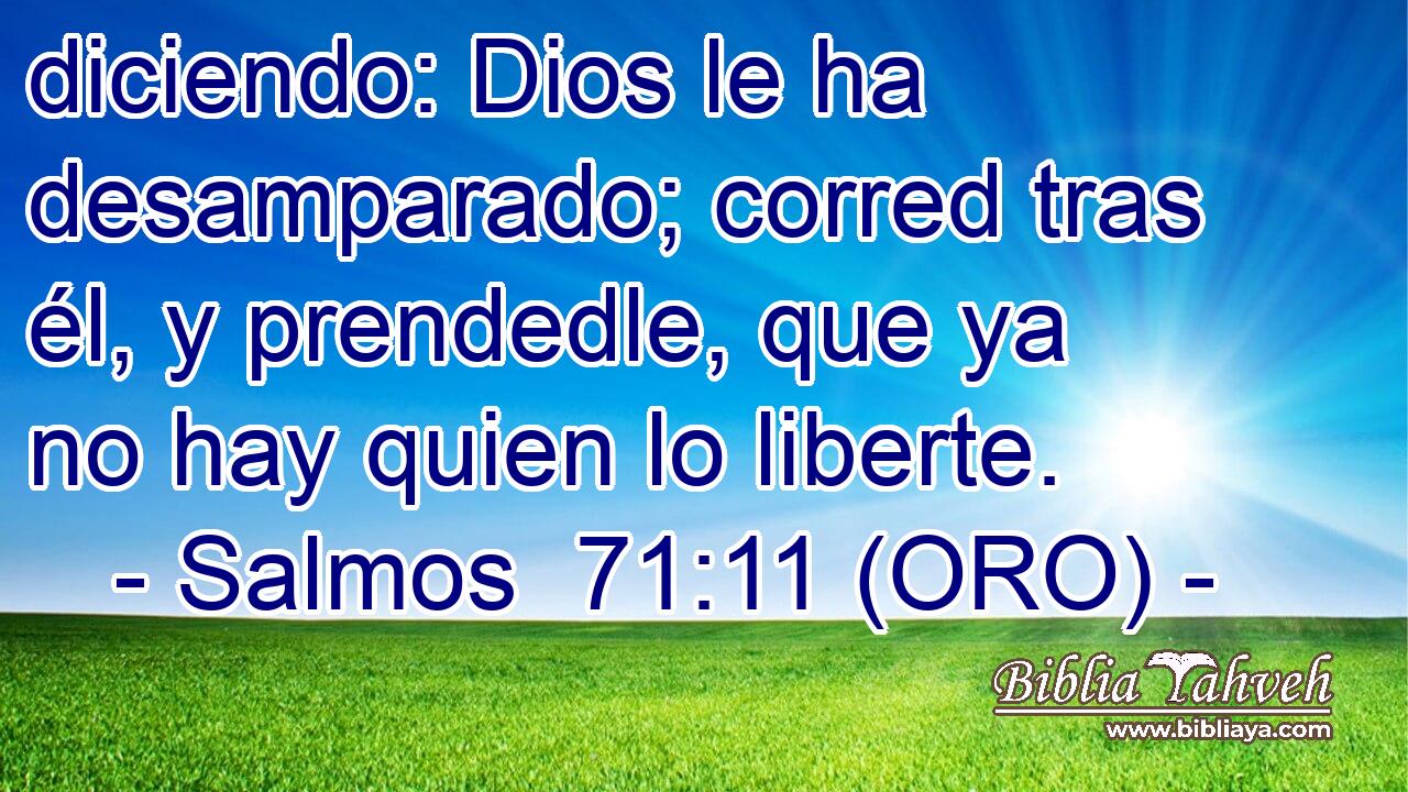  diciendo: Dios le ha desamparado; corred tras él, y prendedle, que ya no hay quien lo liberte. 