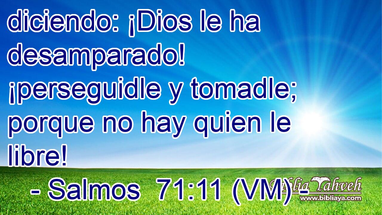  diciendo: ¡Dios le ha desamparado! ¡perseguidle y tomadle; porque no hay quien le libre! 