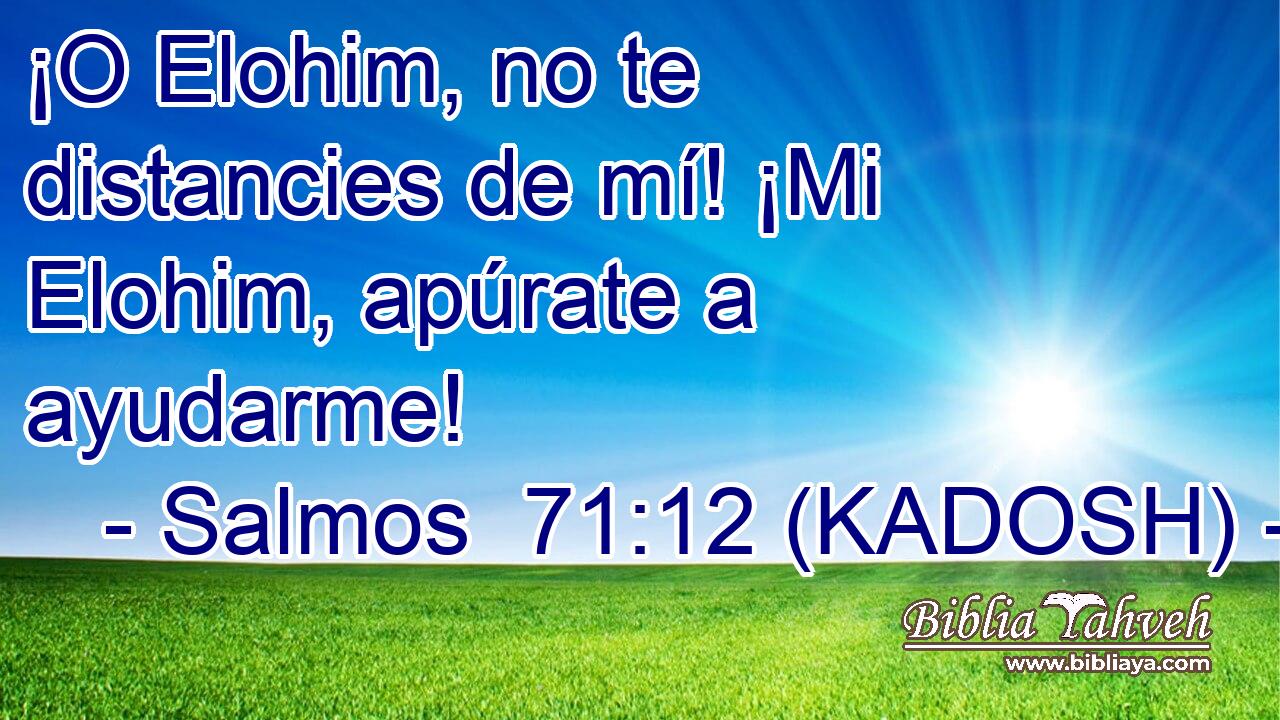  ¡O Elohim, no te distancies de mí! ¡Mi Elohim, apúrate a ayudarme! 