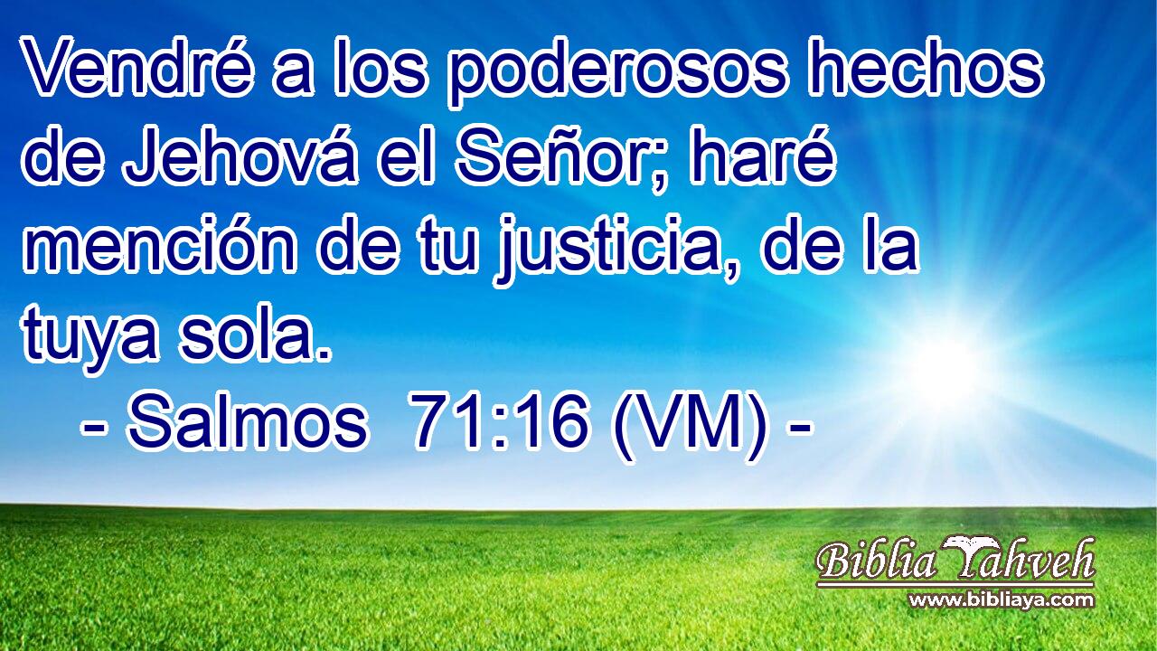  Vendré a los poderosos hechos de Jehová el Señor; haré mención de tu justicia, de la tuya sola. 