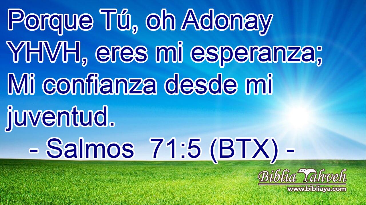 Porque Tú, oh Adonay YHVH, eres mi esperanza; Mi confianza desde mi juventud.